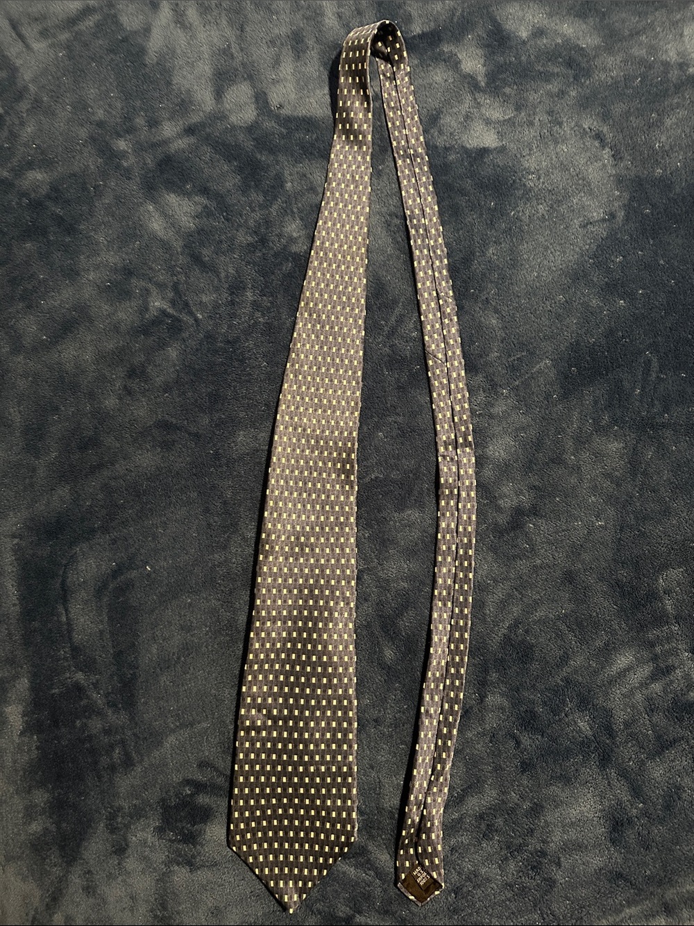Classic Barrington Blue Sill Tie with Small Silver Dot Pattern